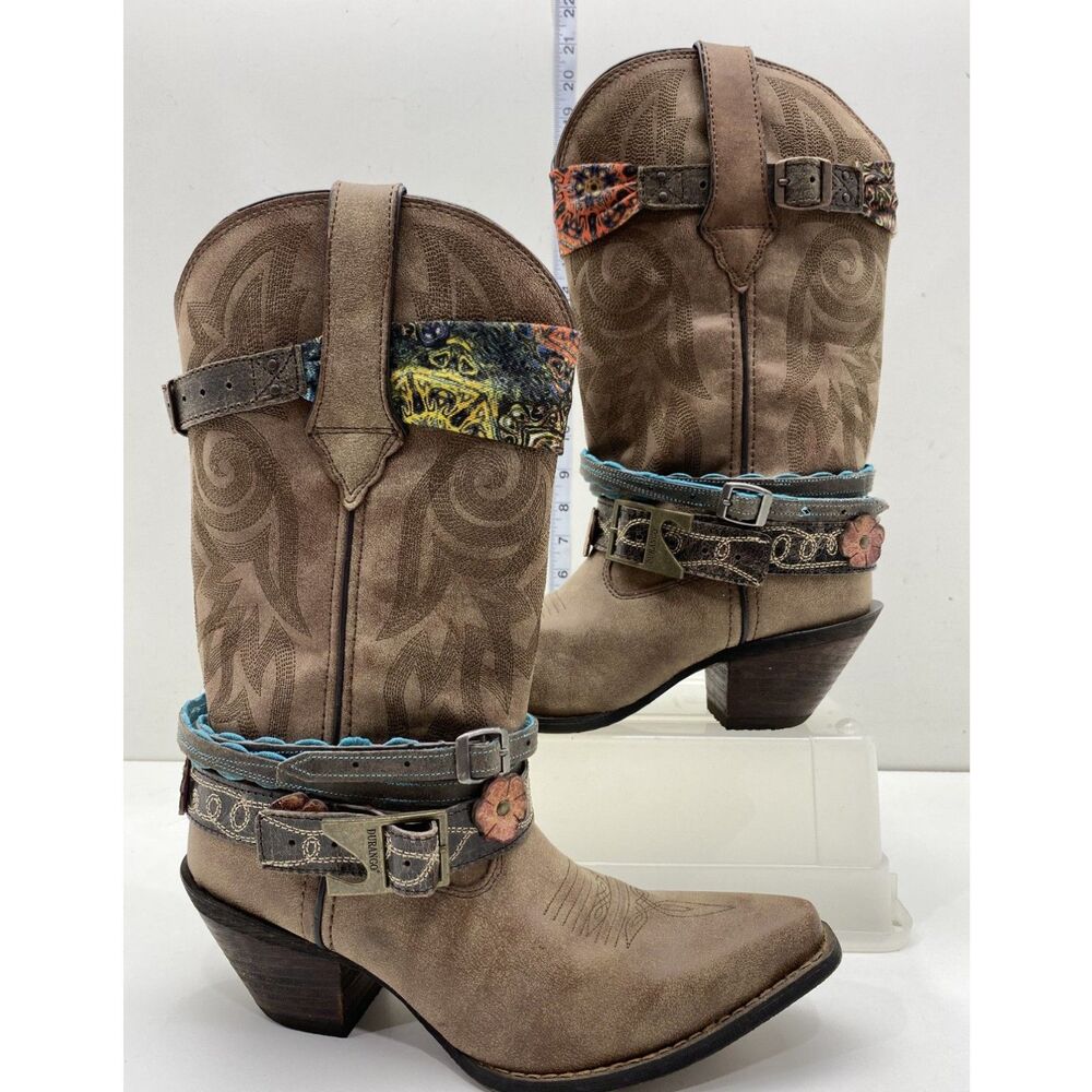 Durango Crush Women's 12" Brown Accessorized Western Cowboy Boots -7.5 DCRD145